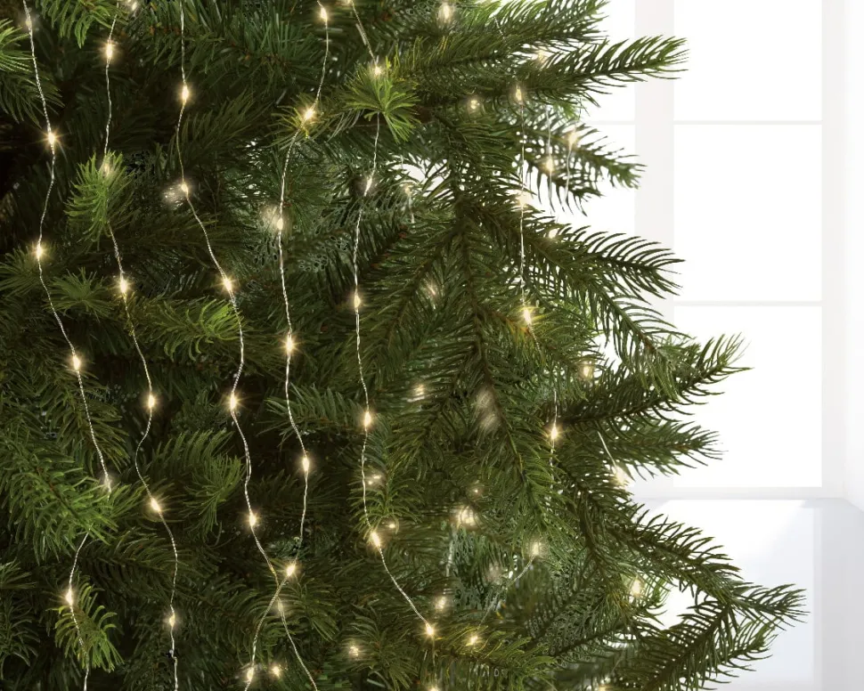 672 LED light garland on silver wire, int./ext., warm white, 7′