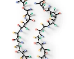 500 multicolor LED Christmas lights, int./ext., black wire, 36′