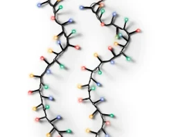 500 multicolor LED Christmas lights, int./ext., black wire, 36′