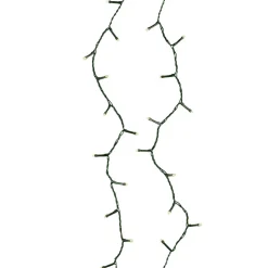 96 warm white LED lights, green wire, int./ext., battery-operated, 23′