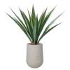 Agave américana vert artificiel extérieur en pot beige fini terrazzo gris, 65″
