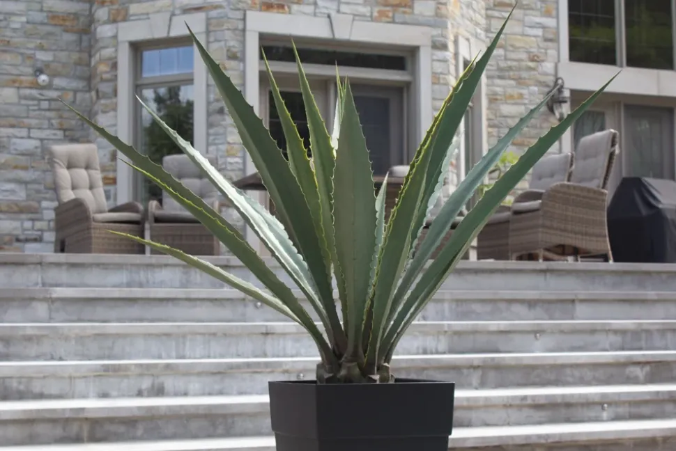 Agave américana vert artificiel extérieur en pot, 63″