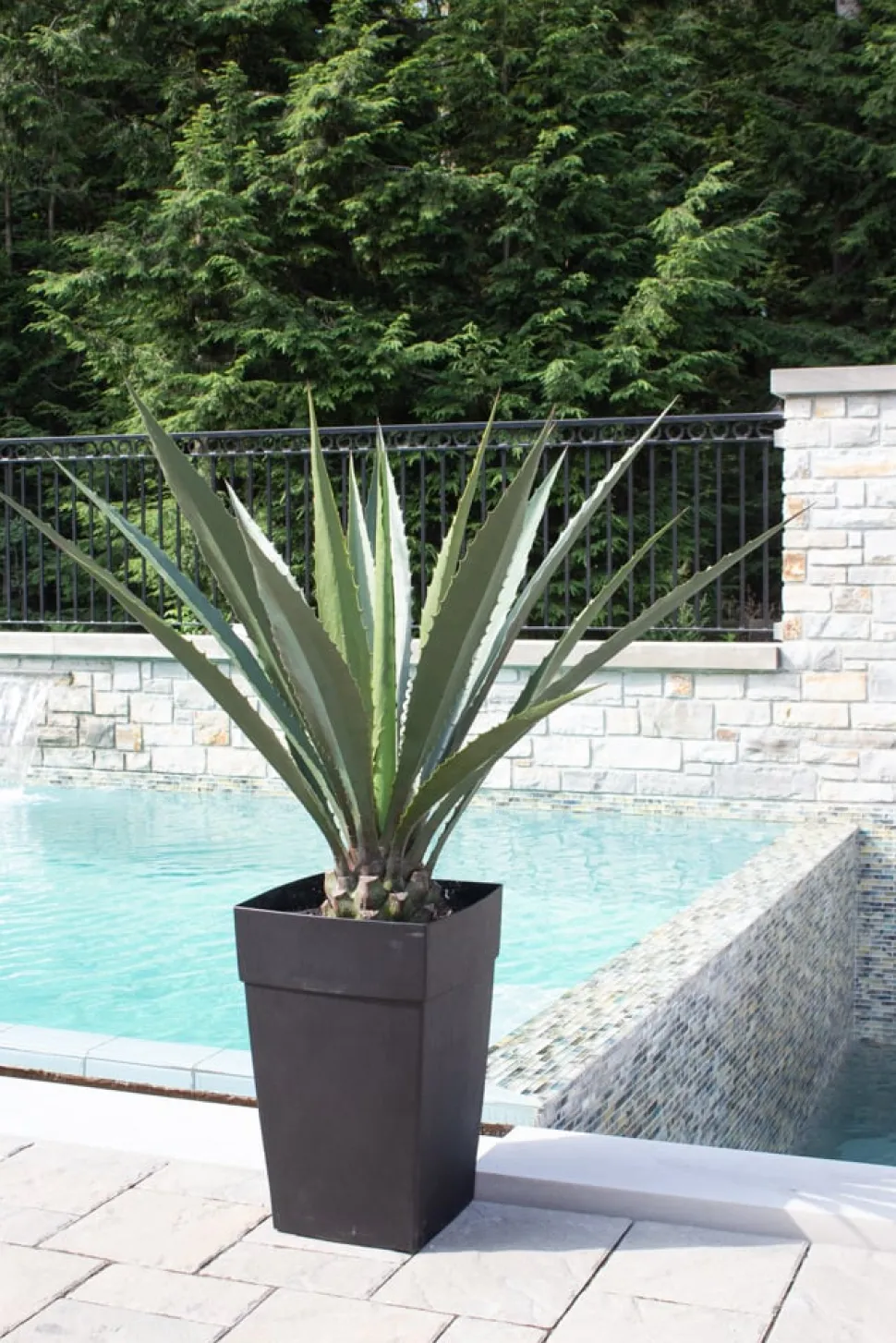 Agave américana vert artificiel extérieur en pot, 63″