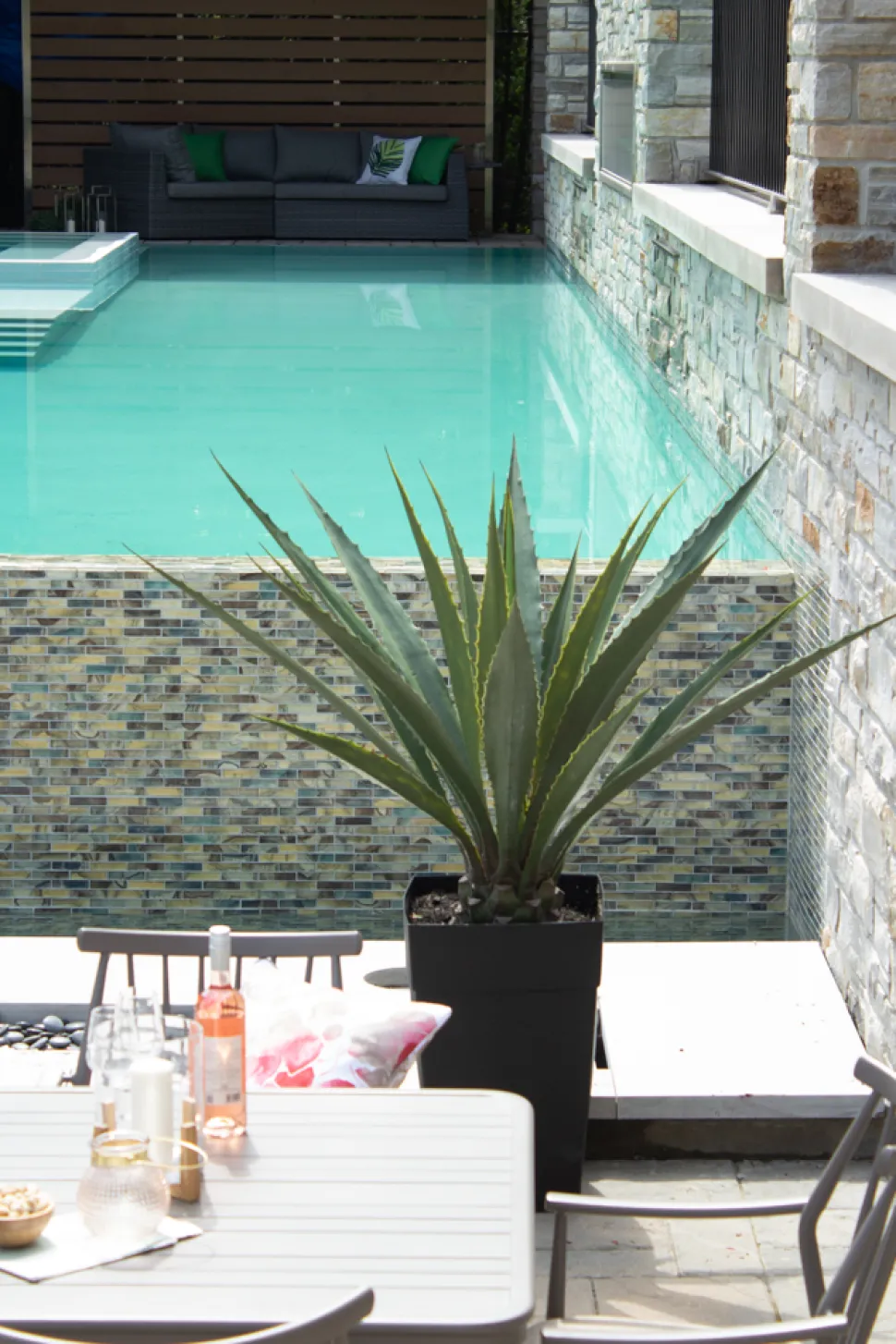 Agave américana vert artificiel extérieur en pot, 63″