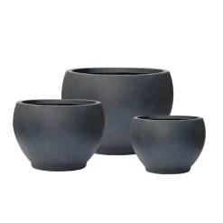 Anthracite fiber clay round planter