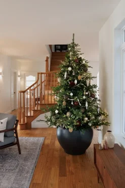 Anthracite fiber clay round planter