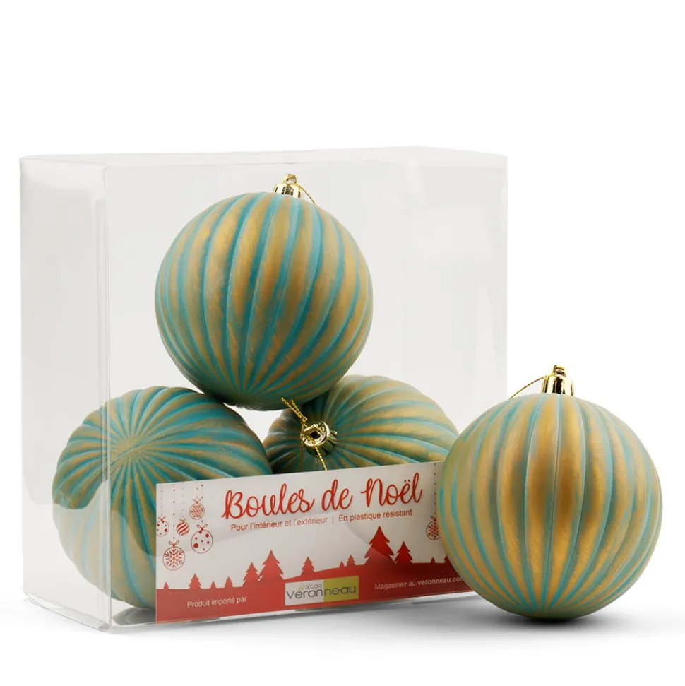 Antique blue striped Christmas ornaments, 4″