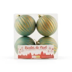 Antique blue striped Christmas ornaments, 4″