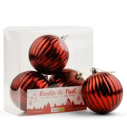 Antique red striped Christmas ornaments, 4″