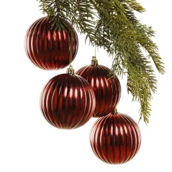Antique red striped Christmas ornaments, 4″