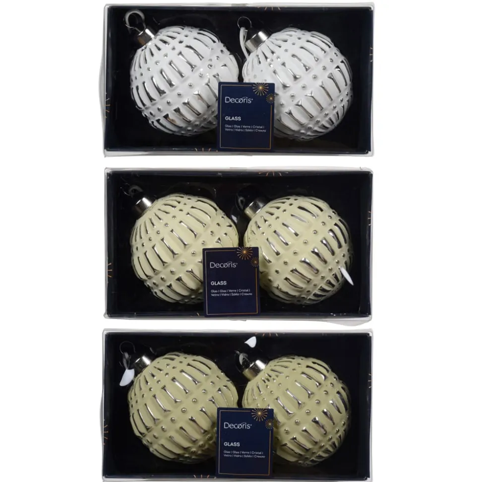 Antique-look textured Christmas baubles, 3"