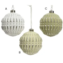 Antique-look textured Christmas baubles, 3"
