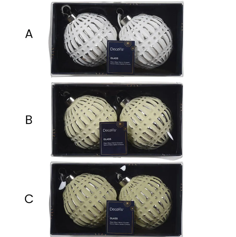 Antique-look textured Christmas baubles, 3"