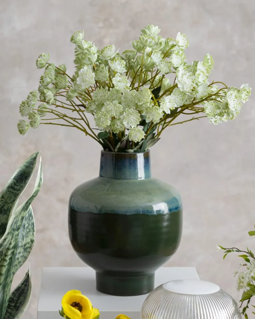 Aqua green two-tone terracotta vase
