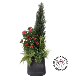 Arrangement extérieur artificiel, cèdre et rhododendron, 82 x 30″