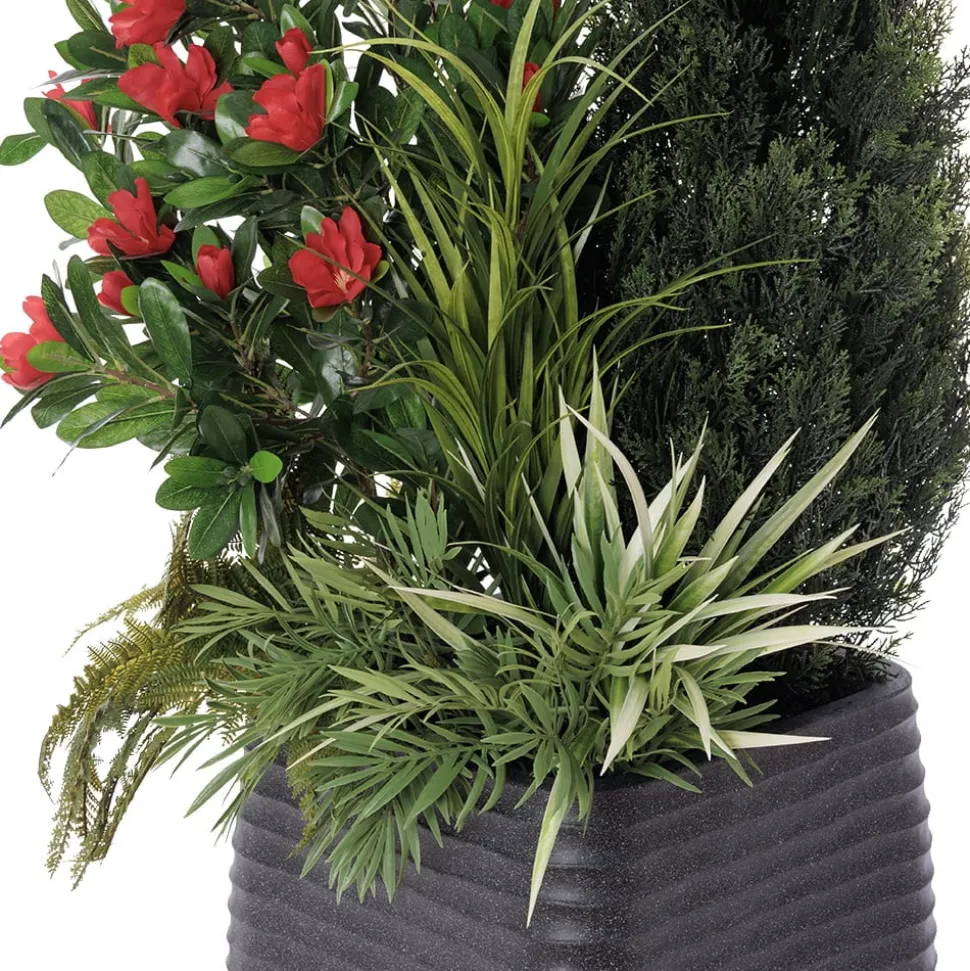 Arrangement extérieur artificiel, cèdre et rhododendron, 82 x 30″