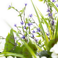 Arrangement extérieur blanc et mauve en pot de culture, 20 x 20″