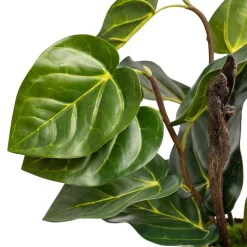 Artificial anthurium in a gold pot, 15 x 11"