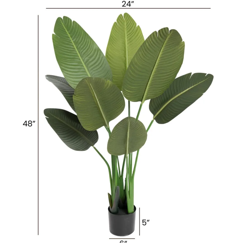 Artificial bird of paradise in a black pot, 48"