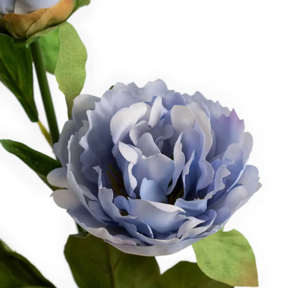 Artificial blue peony buds on stem, 28"