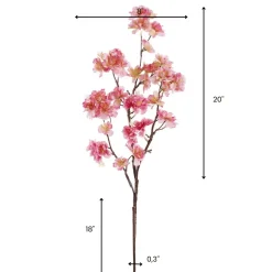 Artificial budding dark pink cherry blossom stem, 38″