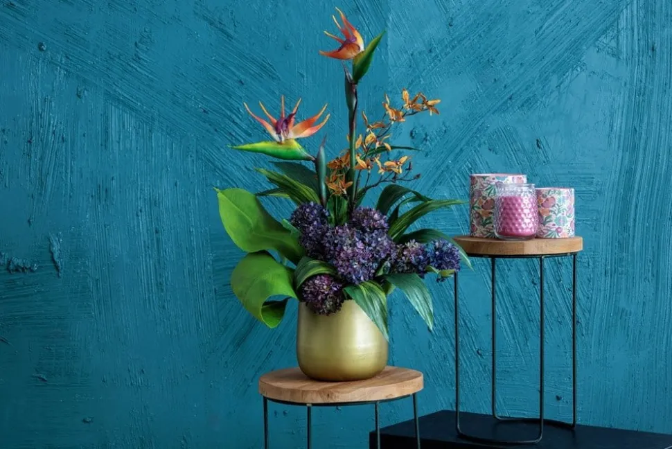 Artificial colorful tropical flower arrangement