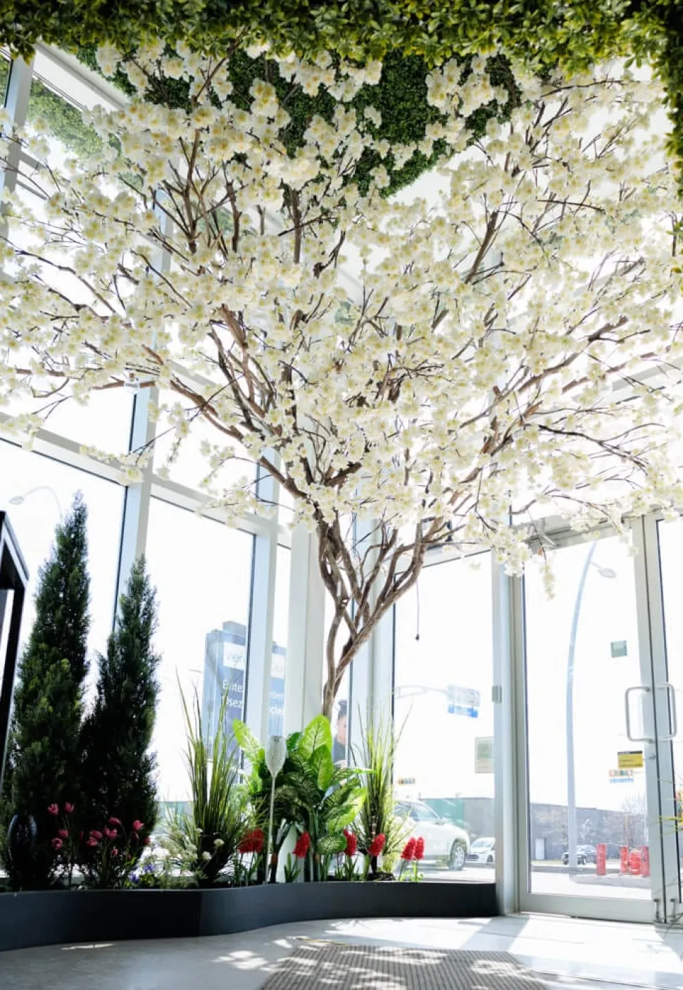 Artificial cream cherry blossom handmade tree