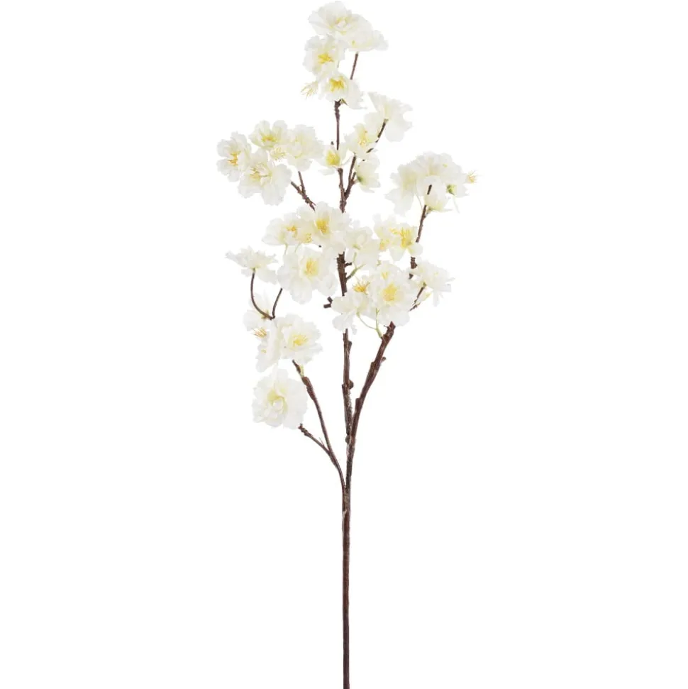 Artificial cream cherry blossom flower stem, 38"