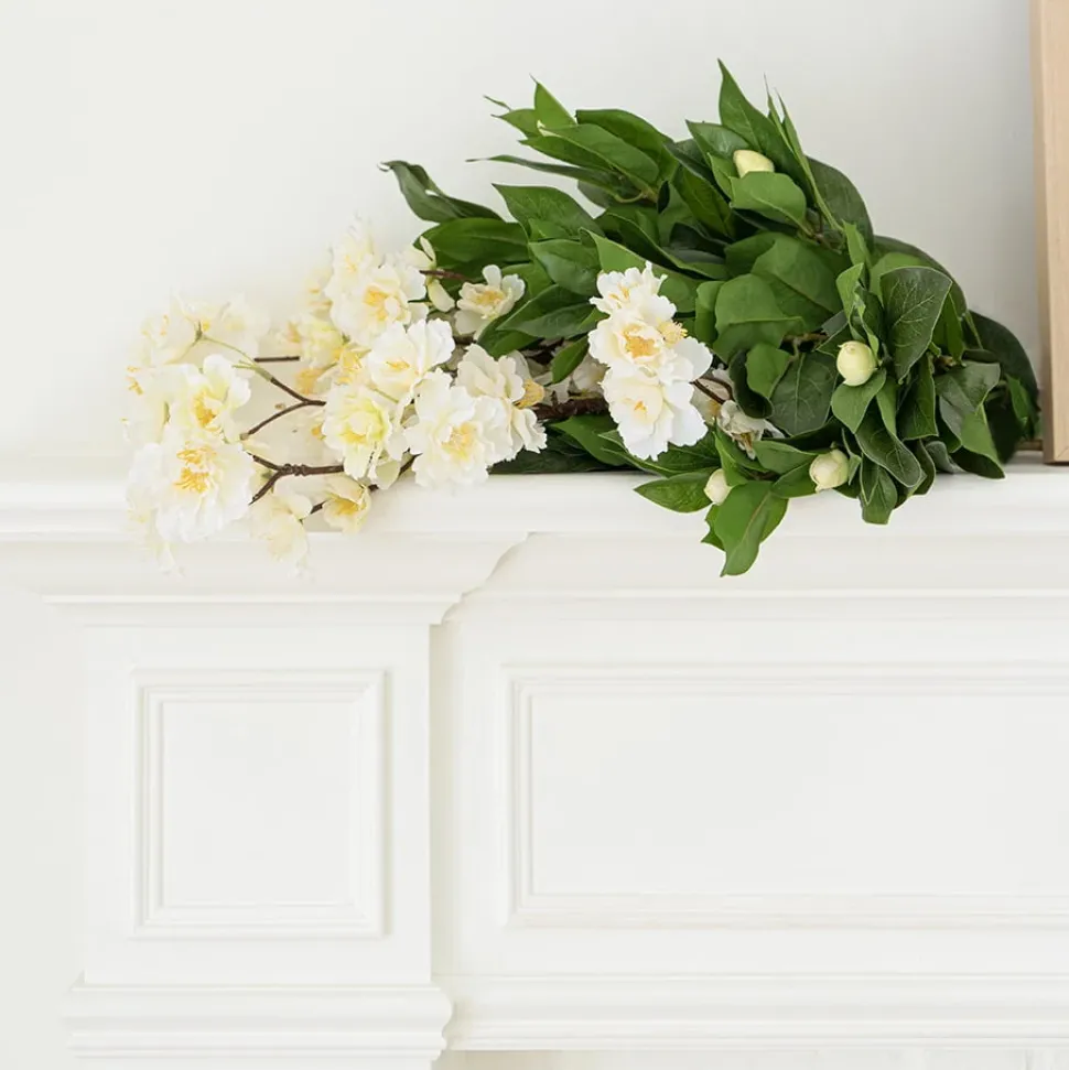 Artificial cream cherry blossom flower stem, 38"