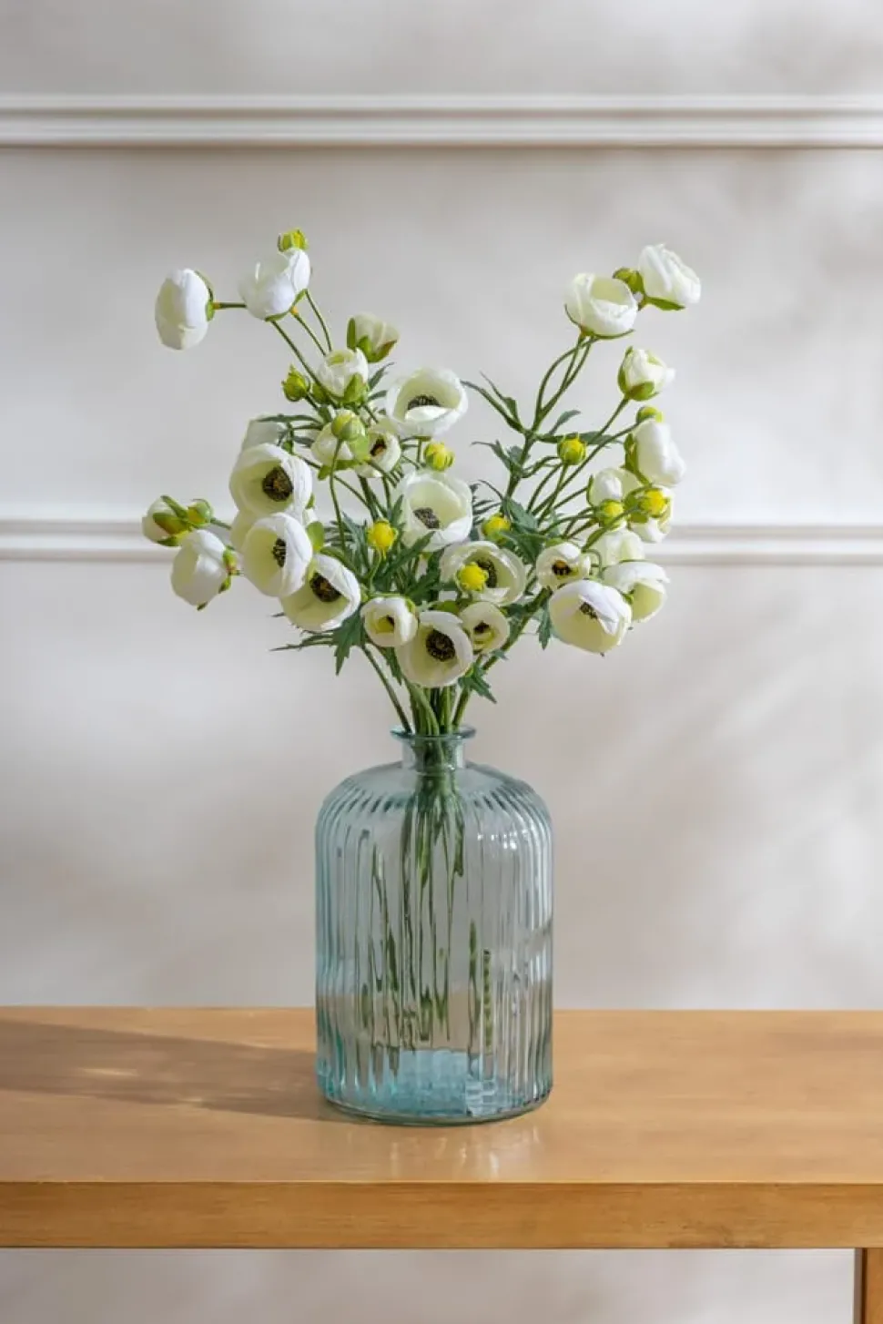 Artificial cream ranuculus flower spray, 25"