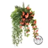 Artificial cycas and orange hibiscus hanging arrangement, 36 x 22"
