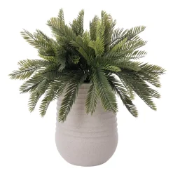 Artificial cycas arrangement in a grey terrazzo beige pot, 26 x 20"