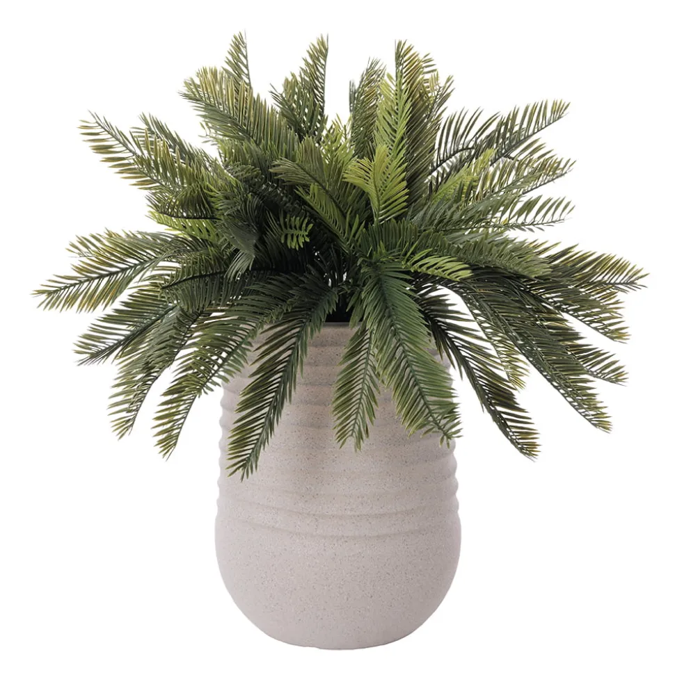 Artificial cycas arrangement in a grey terrazzo beige pot, 26 x 20"