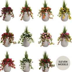 Artificial DIY outdoor planter kit in beige pot