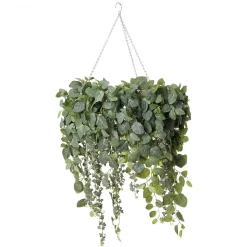 Artificial eucalyptus and fittonia ceiling planter