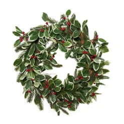 Artificial euphorbia marginata wreath, 22″