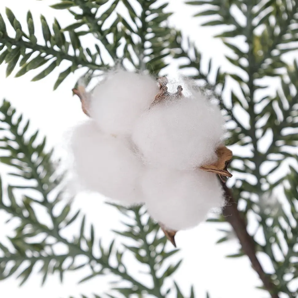 Artificial fern and cotton stem, 32"
