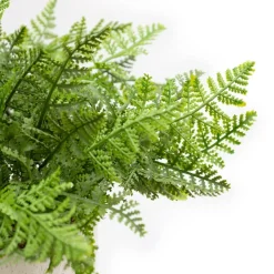 Artificial fern plant in a handmade planter, 9 x 9"