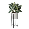 Artificial ficus elastica in a standing planter, 48 x 19"