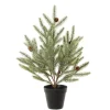 Artificial gray green potted spruce, 22″