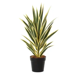 Artificial green and yellow yucca plant, 32″