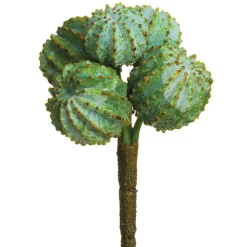 Artificial green barrel cactus pick, 6"