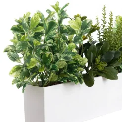Artificial green plant long centerpiece, 12 x 23"