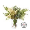 Artificial greenery and fern floral arrangement in vase