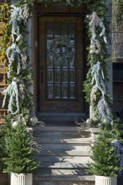 Artificial hanging flocked pine branch, 48"