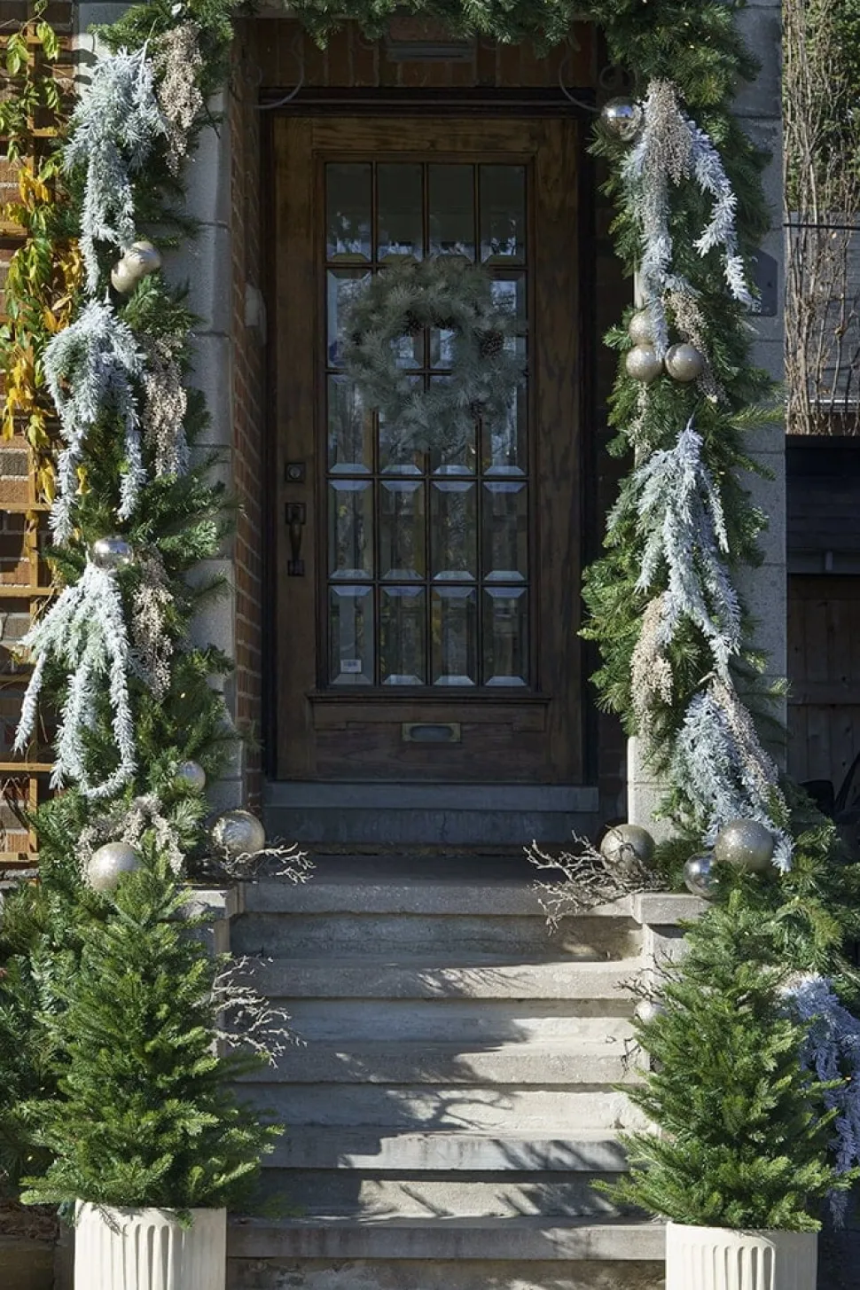 Artificial hanging flocked pine branch, 48"