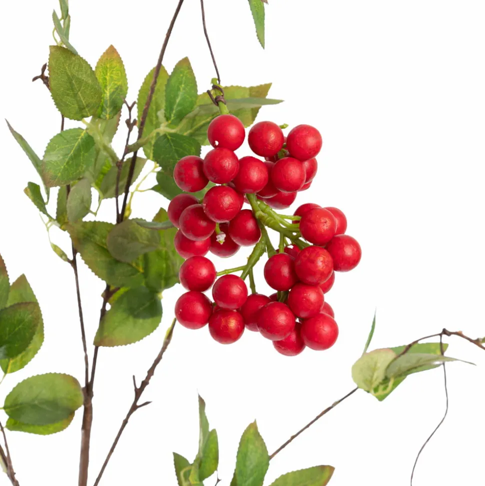 Artificial hanging foliage with red berries, 40"