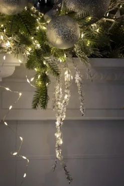 Artificial hanging frosted willow spray, 35"