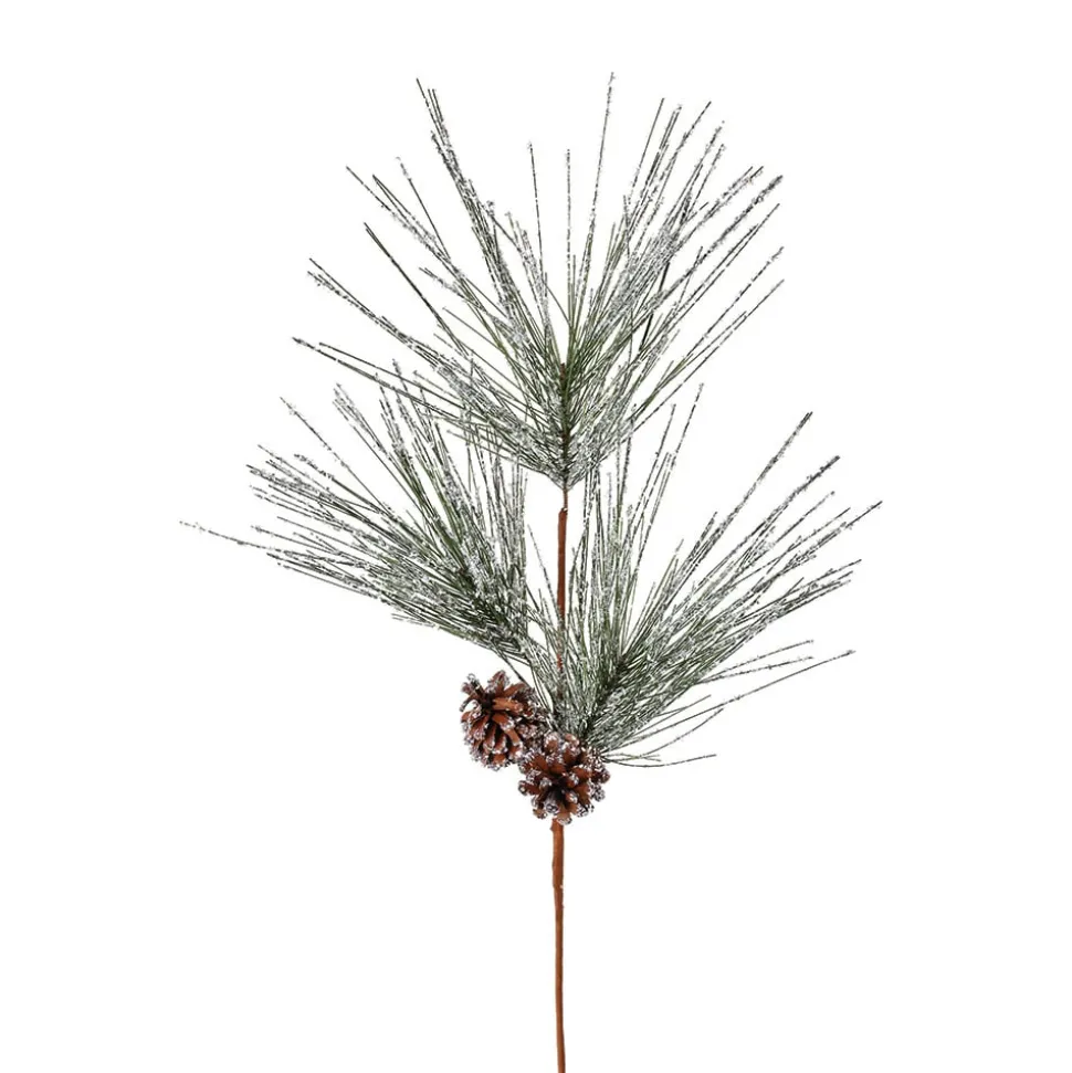 Artificial iced long needle sparkle pine spray, 31"