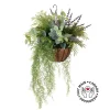 Artificial lavender and fern hanging arrangement, 37 x 22"